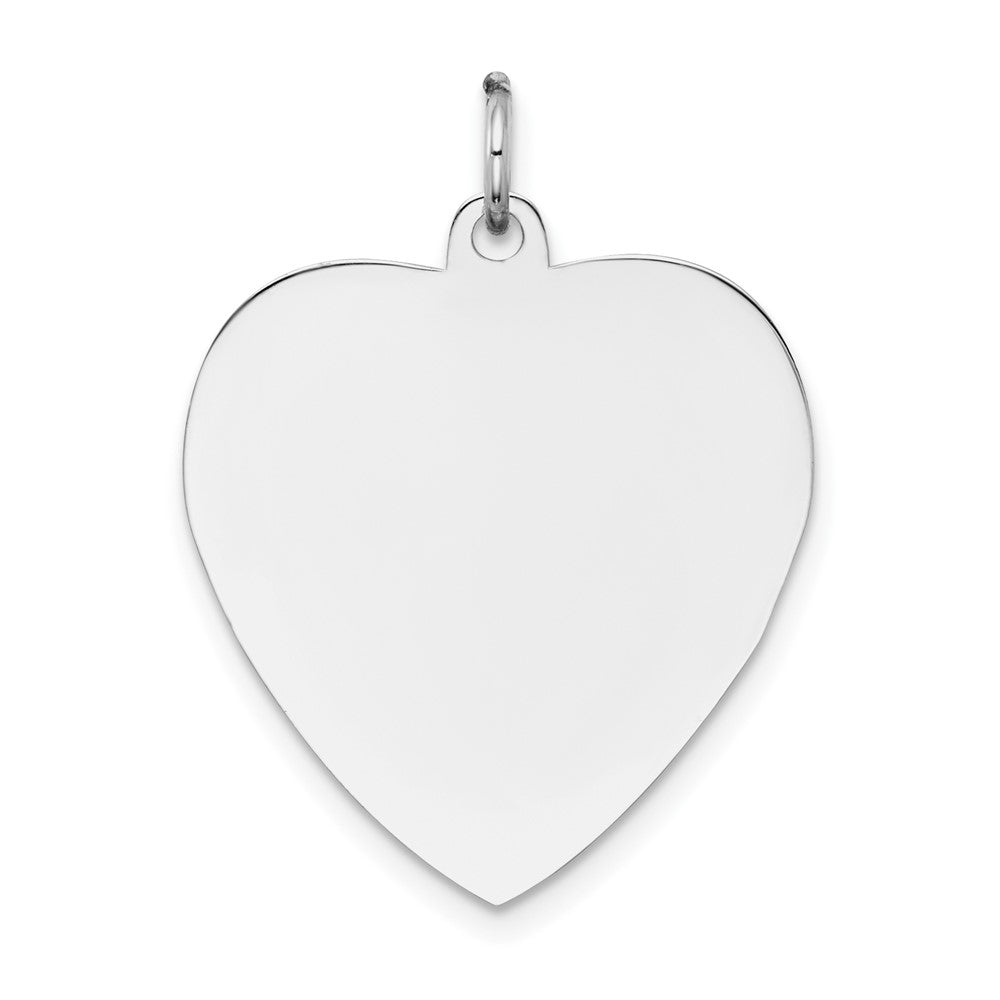 14k White Gold Plain .035 Gauge Heart Engravable Charm Pendant Jewelry Gifts (Length 1.05" Width 0.82")