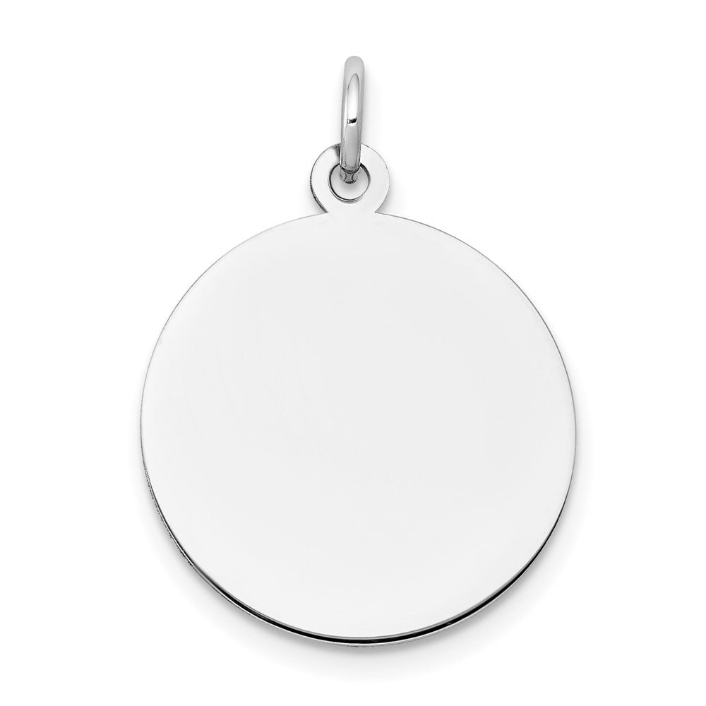 14k White Gold Plain .018 Gauge Round Disc Engravable Charm Pendant Jewelry Gifts (Length 0.98" Width 0.7")