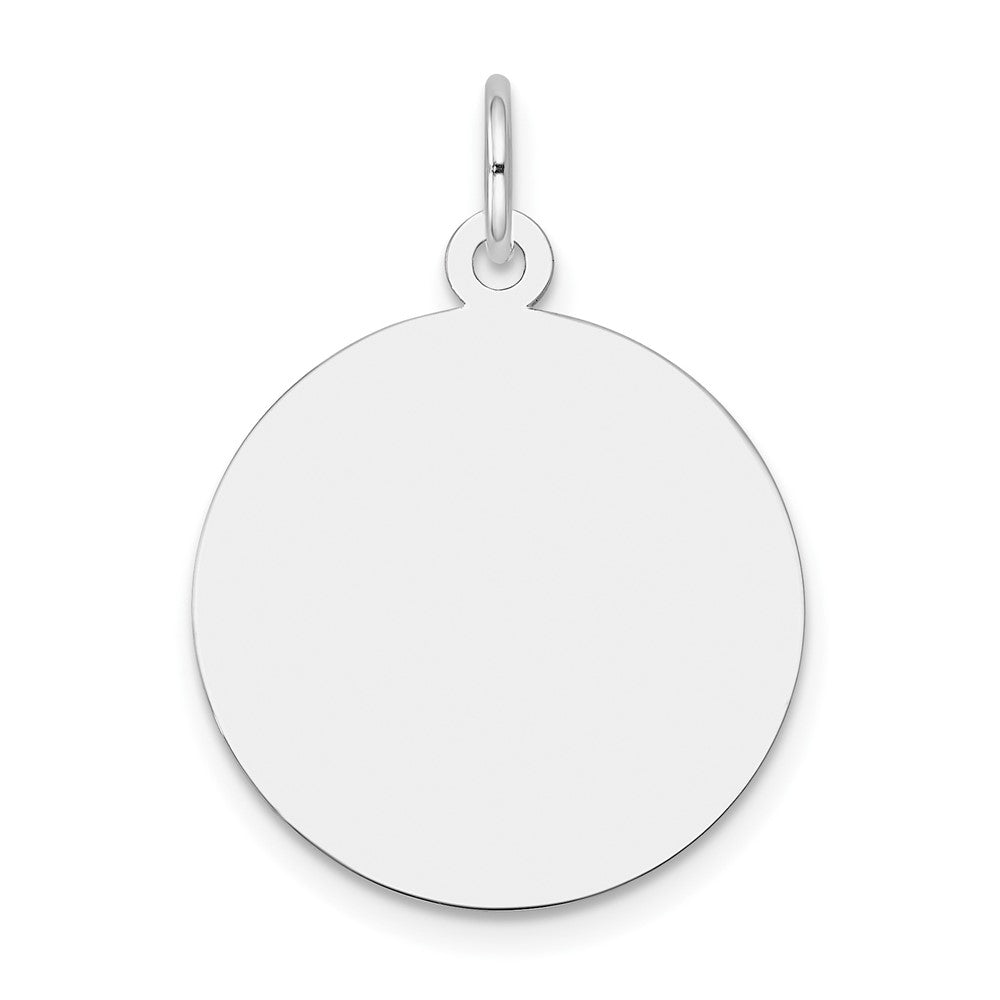 14k White Gold Plain .018 Gauge Round Disc Engravable Charm Pendant Jewelry Gifts (Length 1.05" Width 0.78")