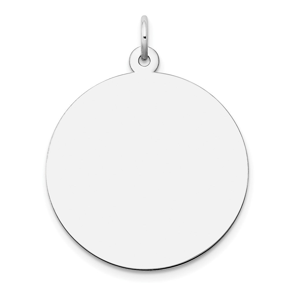 14k White Gold Plain .013 Gauge Round Disc Engravable Charm Pendant Jewelry Gifts (Length 1.09" Width 0.94")