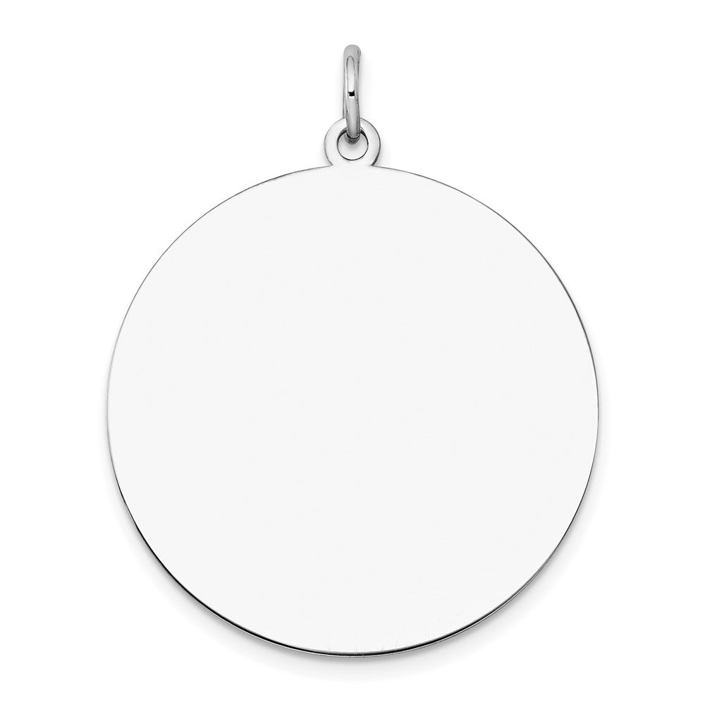 14k White Gold Plain .013 Gauge Round Disc Engravable Charm Pendant Jewelry Gifts (Length 1.13" Width 0.98")