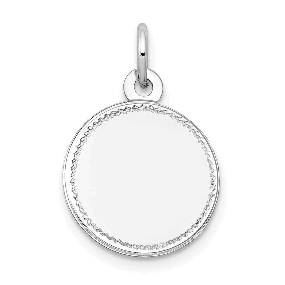 14k White Gold Plain .013 Gauge Round Disc Engravable Charm Pendant Jewelry Gifts (Length 0.74" Width 0.51")