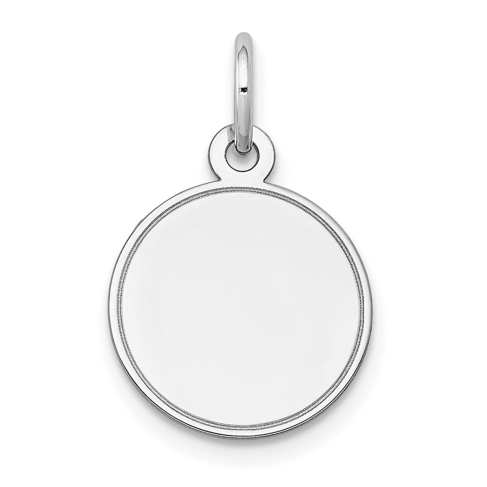 14k White Gold Plain .011 Gauge Round Disc Engravable Charm Pendant Jewelry Gifts (Length 0.78" Width 0.51")