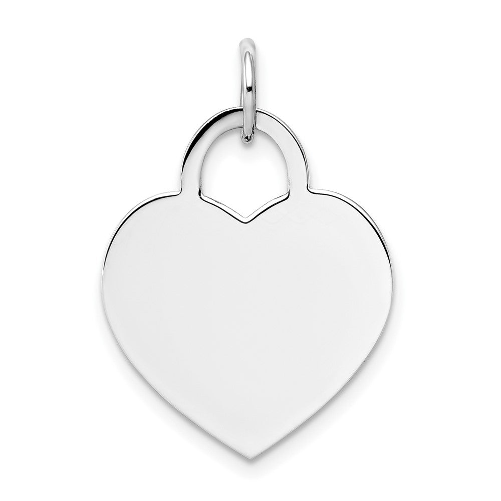 14k White Gold Large HeartEngravable Charm Pendant Jewelry Gifts (Length 0.98" Width 0.7")