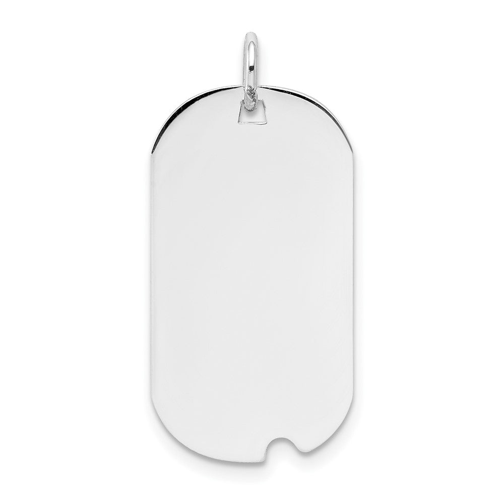 14k White Gold Plain .018 Gauge Dog Tag with Notch Disc Engravable Charm Pendant Jewelry Gifts (Length 1.09" Width 0.51")