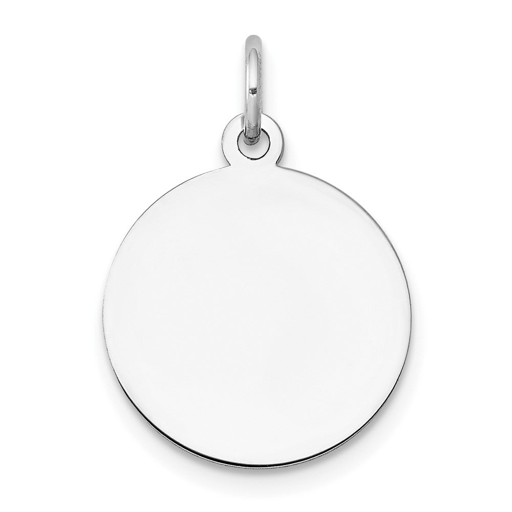 14k White Gold Plain .013 Gauge Circular Disc Engravable Charm Pendant Jewelry Gifts (Length 0.82" Width 0.59")