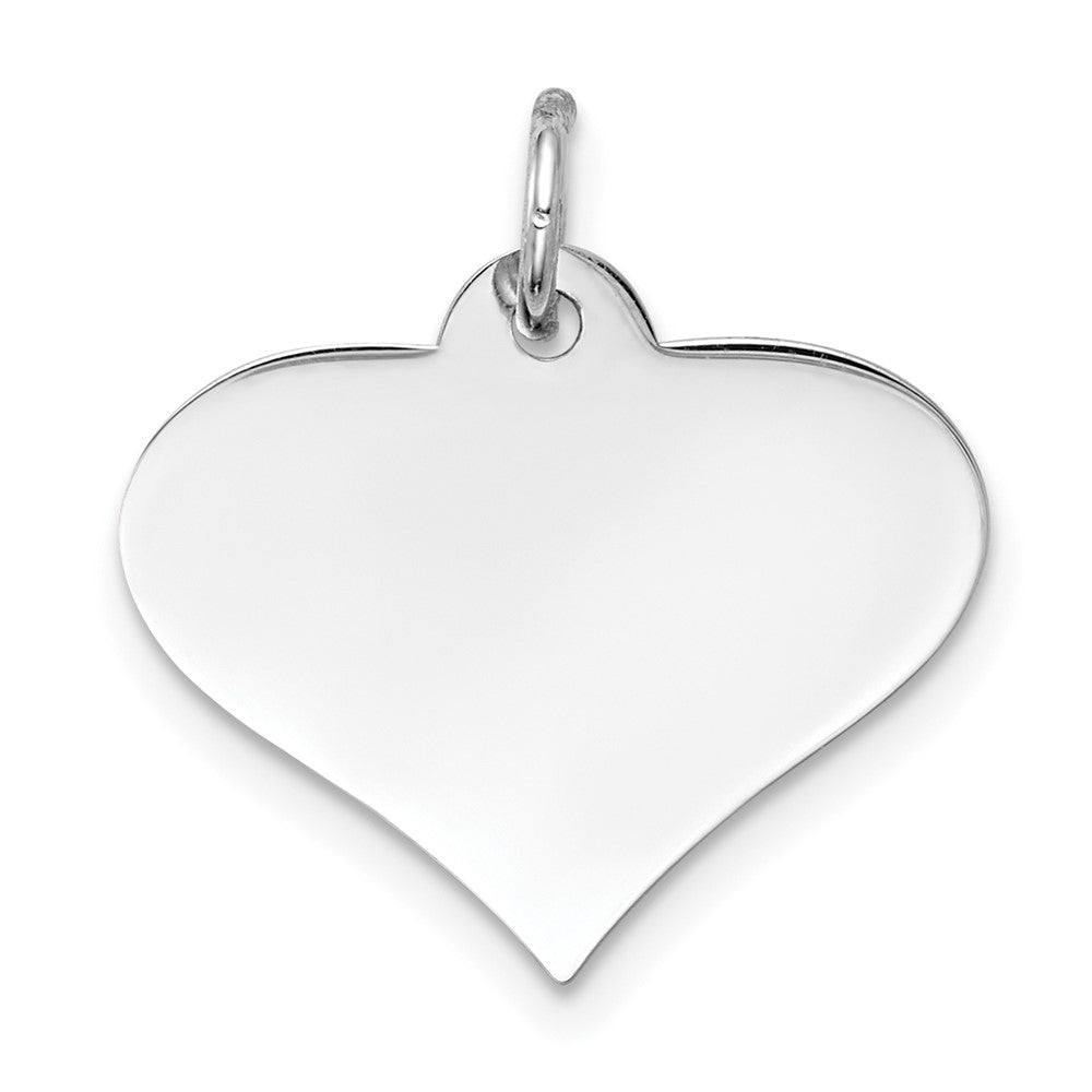 14k White Gold Plain .018 Gauge Heart Disc Engravable Charm Pendant Jewelry Gifts (Length 0.74" Width 0.7")