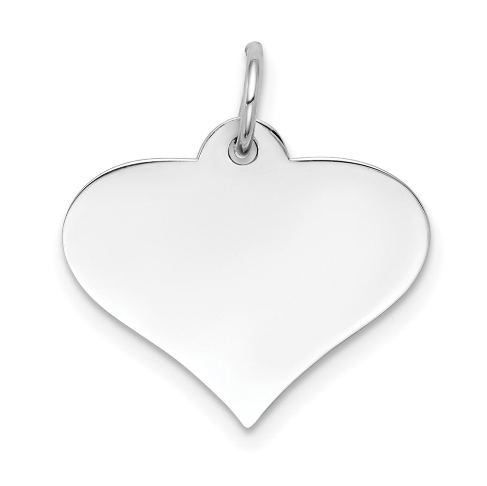 14k White Gold Plain .011 Gauge Heart Disc Engravable Charm Pendant Jewelry Gifts (Length 0.82" Width 0.74")