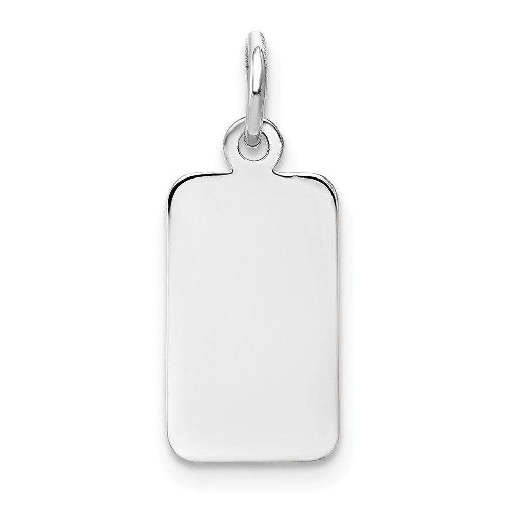 14k White Gold Plain .018 Gauge RectangularEngravable Charm Pendant Jewelry Gifts (Length 0.82" Width 0.31")